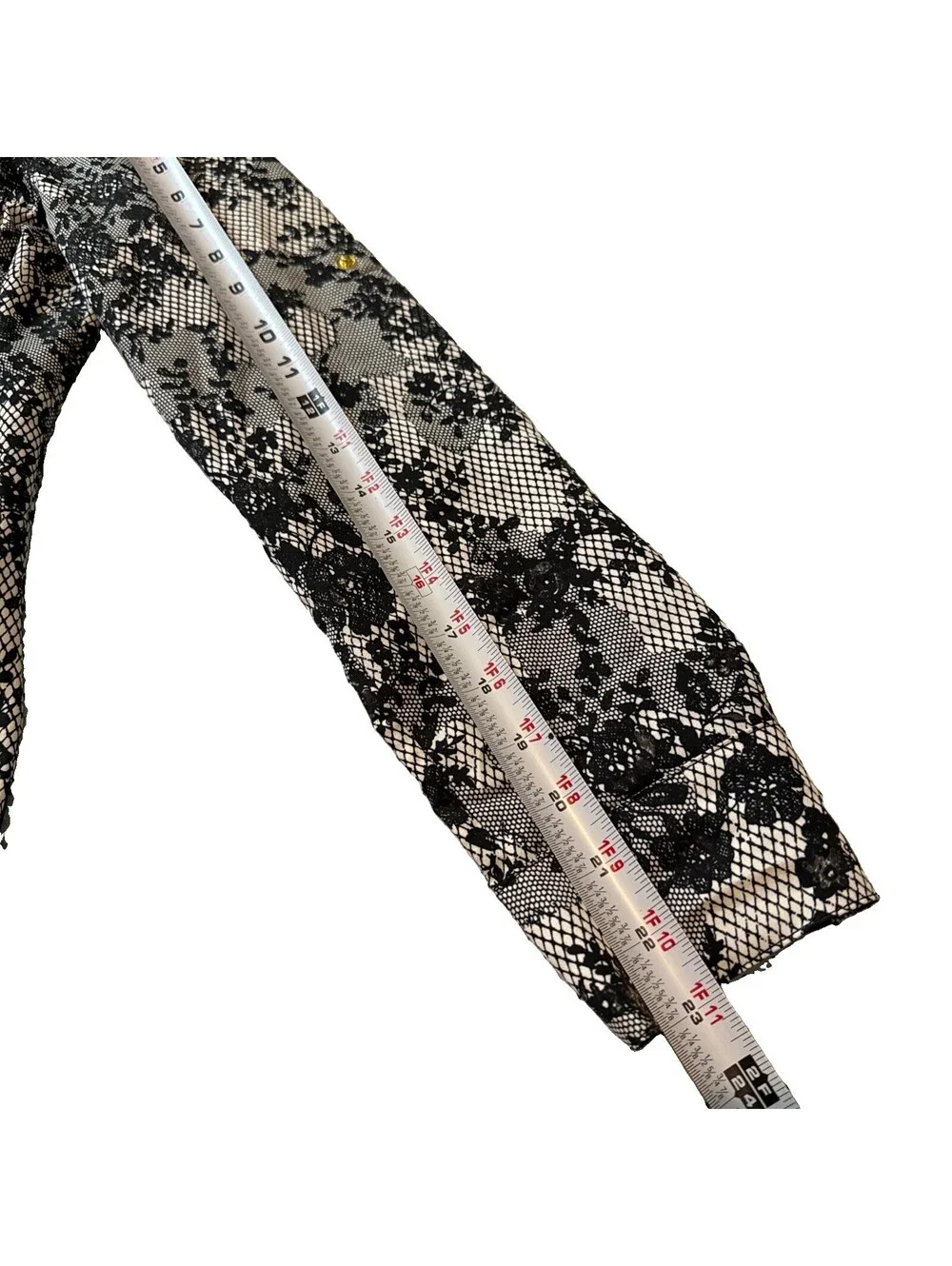 Michael Kors Black Floral Long Sleeve Zipper Shirt w/ Gold Hardware Size XS EUC